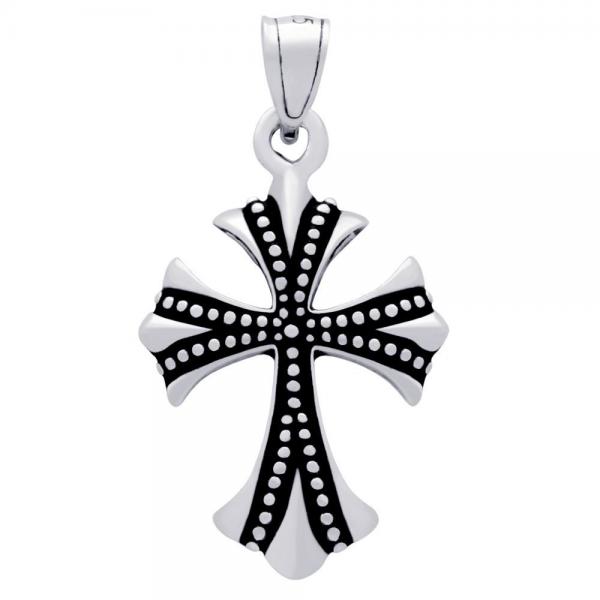 Pandant argint 925 cruce cu tinte si Fleur de Lis [2]